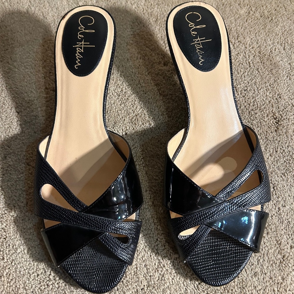 Cole Haan Nike Air Black Kitten Heels Sandals